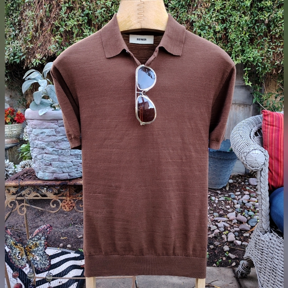 Buck Mason Avalon Brown Short Sleeve Polo